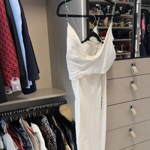 Meshki White Backless Dress with Chain Straps